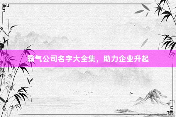 霸气公司名字大全集，助力企业升起